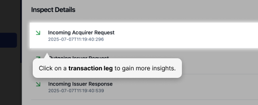 Image showing the transaction legs panel