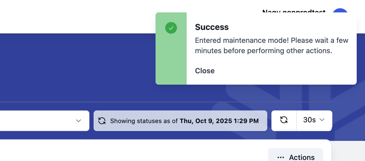 Success notification message
