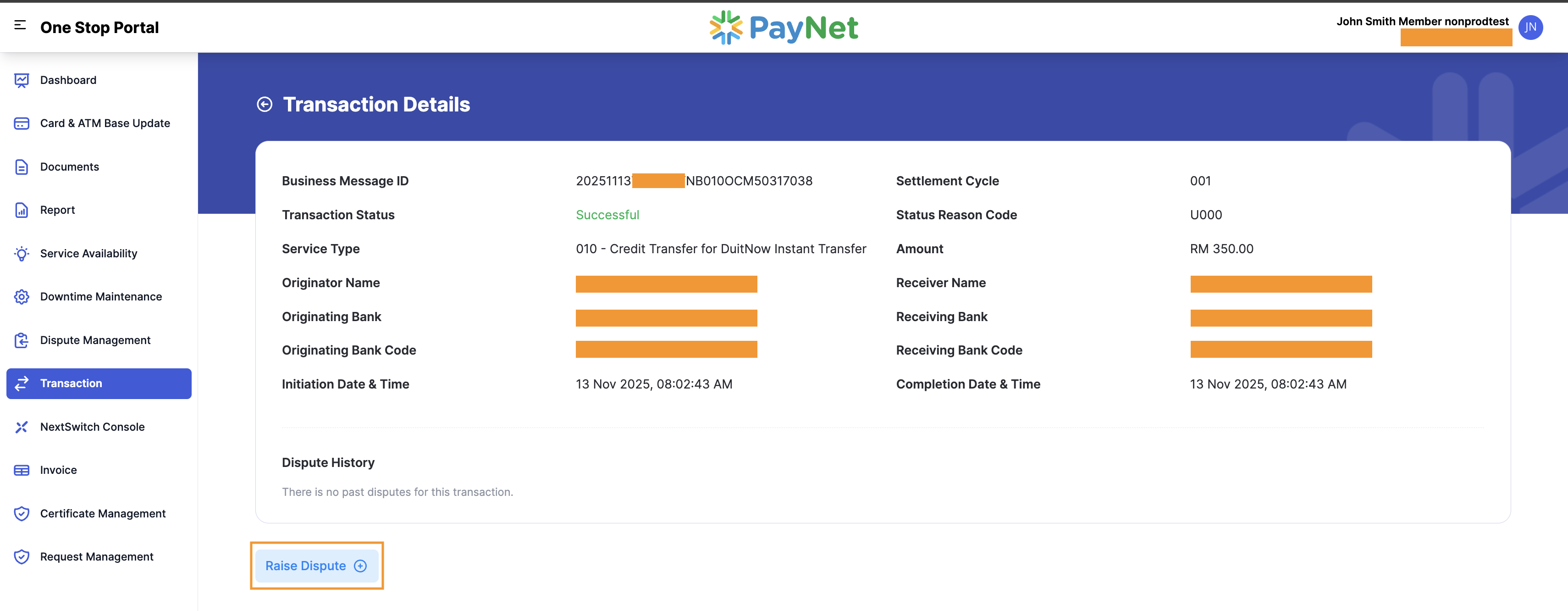 Review transaction details before dispute
